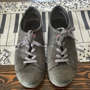 Ecco Gray Sneakers with Suede-like Finish and Reinforced Eyelets
